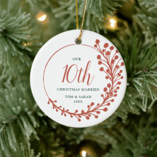 Décoration En Céramique 10e Noël Marié Fern Wreath personnalisée