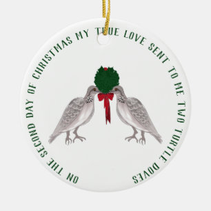 Décoration En Céramique 12 jours de Noël deux colombes de tortue