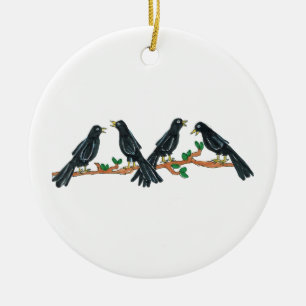 Décoration En Céramique 12 jours d'ornement de Noël - quatre oiseaux
