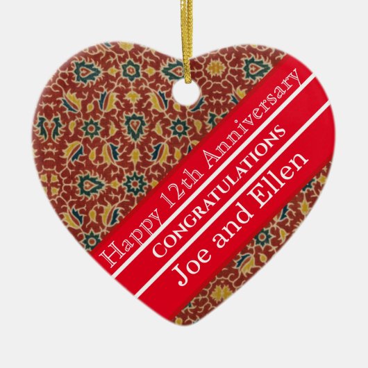 Décoration En Céramique 12e anniversaire du Mariage, Anniversaire de la so (Devant)