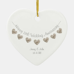 Décoration En Céramique 13e Mariage Anniversaire dentelle ornament