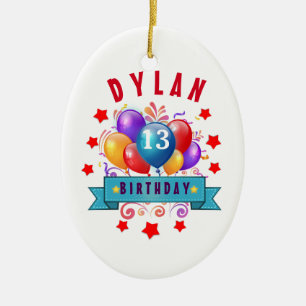Décoration En Céramique 13ème Ballons d'anniversaire et étoiles de fête