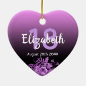 Décoration En Céramique 18e anniversaire violet noir nom floral (Dos)