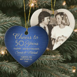 Décoration En Céramique 1 Photo N'IMPORTE QUEL Anniversaire Soeurs Bleu et<br><div class="desc">Salutations et joyeux anniversaire ! Célébrez chaque année anniversaire de mariage avec une photo personnalisée bleu et or ornement en forme de coeur en céramique. Photo, nombre d'années, nom du couple et date du mariage sur ce modèle sont tous simples à personnaliser. Le design comprend un arrière - plan métallique...</div>