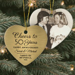 Décoration En Céramique 1 Photo N'IMPORTE QUEL Anniversaire Soeurs Noir &<br><div class="desc">Salutations et joyeux anniversaire ! Célébrez chaque année anniversaire de mariage avec une photo personnalisée en noir et or ornement en céramique en forme de coeur. Photo, nombre d'années, nom du couple et date du mariage sur ce modèle sont tous simples à personnaliser. Le design présente un arrière - plan...</div>