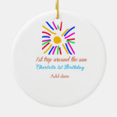 Décoration En Céramique 1er Anniversaire soleil voyage ajouter nom soleil  (Dos)