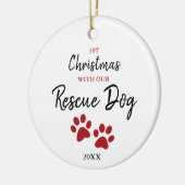 Décoration En Céramique 1er Noël avec notre chien Secouru Personnalisé (Gauche)