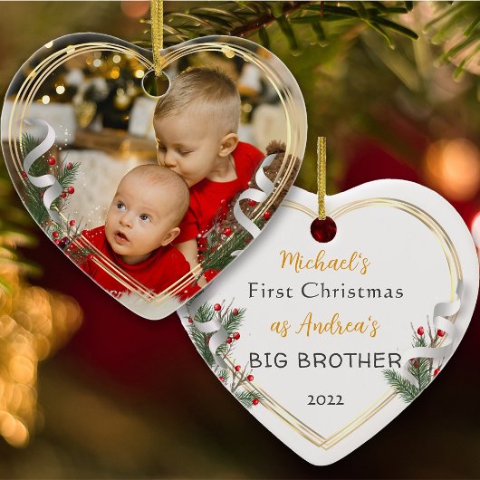 Décoration En Céramique 1er Noël Big Brother Love Gold Frame Photo