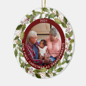 Décoration En Céramique 1er Noël en grands-parents 2 photos Wreath (Gauche)