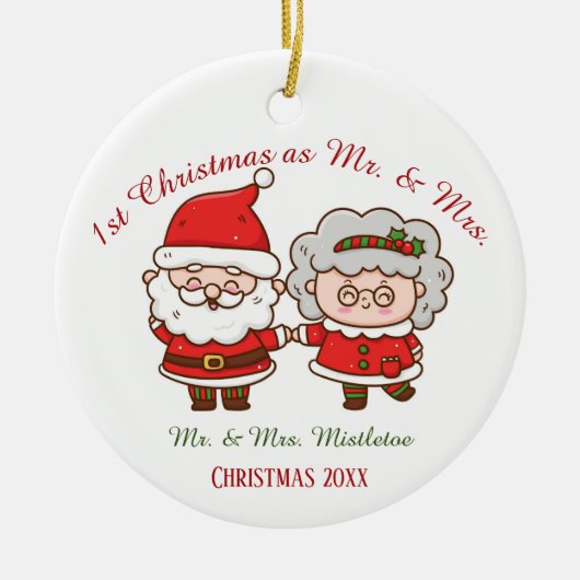 Décoration En Céramique 1er Noël en tant que Monsieur. & Mme Cute Père Noë (Devant)
