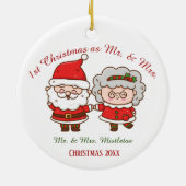 Décoration En Céramique 1er Noël en tant que Monsieur. & Mme Cute Père Noë (Dos)