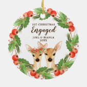 Décoration En Céramique 1er Noël Engagé Cerf de Fêtes Personnalisé (Dos)