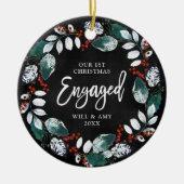 Décoration En Céramique 1er Noël engagé personnalisé Holly Greenery (Devant)