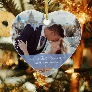 Décoration En Céramique 1er Noël moderne M. Mme 1 Coeur photo en forme de 