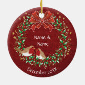 Décoration En Céramique 1er Noël Nouveau foyer, 2 Robins (Dos)