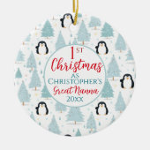 Décoration En Céramique 1er Noël Penguin Grand Nanna Bleu (Devant)