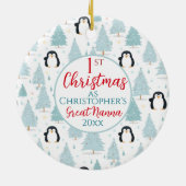 Décoration En Céramique 1er Noël Penguin Grand Nanna Bleu (Dos)