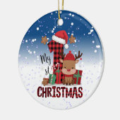 Décoration En Céramique 1er Noël Santa Hat White Neige Bébé Reindeer (Gauche)