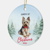 Décoration En Céramique 1er Noël Yorkshire Terrier Yorkie Chien (Gauche)