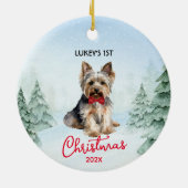 Décoration En Céramique 1er Noël Yorkshire Terrier Yorkie Chien (Dos)