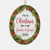 Décoration En Céramique 1ère Noël Grand-mère Grand-père Photo (Droite)