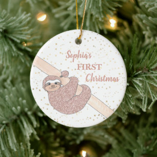 Décoration En Céramique 1ère Parties scintillant de Noël du bébé Sloth