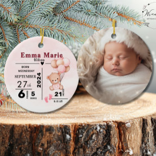 Décoration En Céramique 1re Noël Baby Girl Faire-part de naissance photo