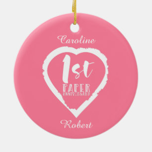 Décoration En Céramique 1ST paper wedding anniversary heart