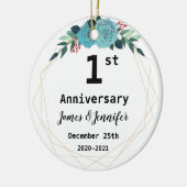 Décoration En Céramique 1st Wedding Anniversary Custom Names and Year (Gauche)
