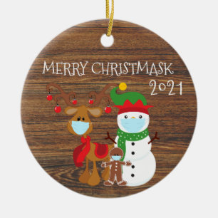 Décoration En Céramique 2020 Joyeux Noël Reindeer Bois de quarantaine