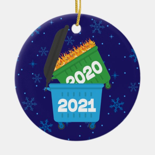 Décoration En Céramique 2021 Funny Dumpster Fire Keepsaké Noël (Devant)