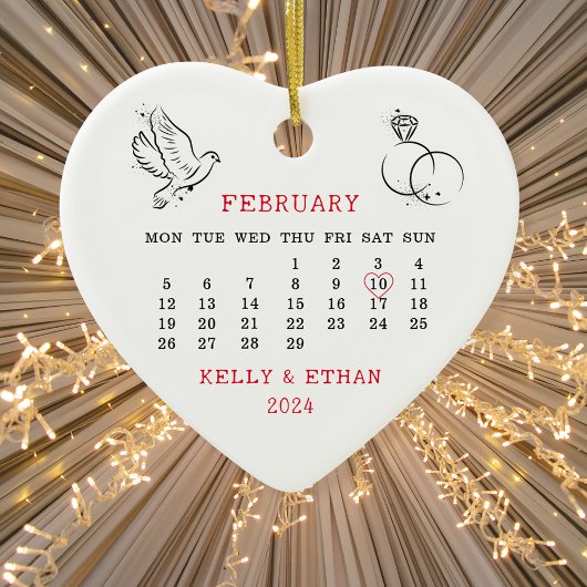 Décoration En Céramique 2024 Mariage Date Heart Calendar Marié