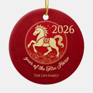 Décoration En Céramique 2026 Année du Cheval de Feu Personnalisée pour la