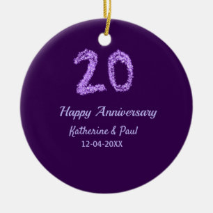 Décoration En Céramique 20e heureux anniversaire ajouter nom du couple dat