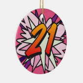 Décoration En Céramique 21 Anniversaire Photo Fun Retro Comic Book Rose (Droite)