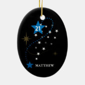 Décoration En Céramique 21e anniversaire bleu et noir Personnalisé (Dos)