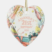 Décoration En Céramique 21e anniversaire Nom personnalisé Année Coeur fill (Droite)