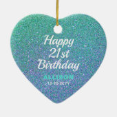 Décoration En Céramique 21e anniversaire Turquoise Parties scintillant ble (Dos)