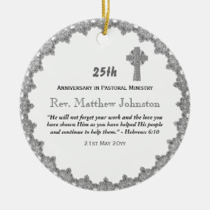 Décoration En Céramique 25e anniversaire d'Ordination Ecriture personnalis