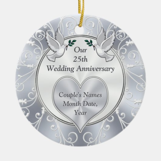 Décoration En Céramique 25e anniversaire du Mariage (Devant)