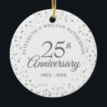 Décoration En Céramique 25th Wedding Anniversary Photo Silver Hearts<br><div class="desc">Featuring delicate silver hearts. Personalise with your special twenty-five years silver anniversary information in chic silver lettering and your photo on the reverse. Designed by Thisisnotme©</div>