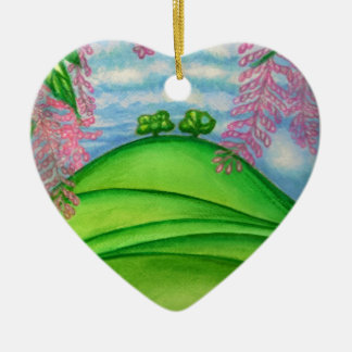 Décoration En Céramique 2 arbres et la peinture de fleurs de macadamia