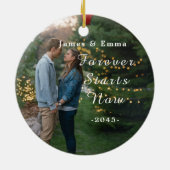 Décoration En Céramique 2 Photo Notre premier Noël Coeur engagé /coutume (Dos)