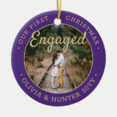 Décoration En Céramique 2 Photo Notre premier Noël Engagé Purple & Gold (Devant)