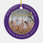 Décoration En Céramique 2 Photo Notre premier Noël Engagé Purple & Gold (Dos)