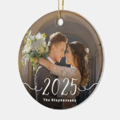 Décoration En Céramique 2-Sided 2025 Elegant Script Overlay Double Photo (Gauche)