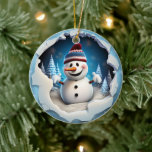 Décoration En Céramique 3d Snowman<br><div class="desc">Ajoutez une touche personnelle à votre sapin avec un ornement en céramique. Ajoutez vos photos préférées,  images et messages personnels sur les 2 faces de l'ornement. Un brin de fil doré permet d'afficher ce magnifique souvenir facilement.</div>