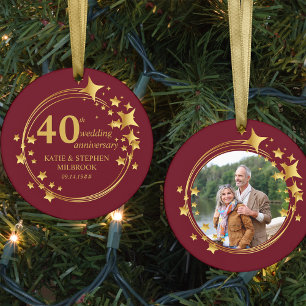 Décoration En Céramique 40 ans de mariage Photo Étoiles dorées