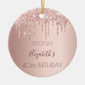 Décoration En Céramique 40e anniversaire blush rose or parties scintillant (Devant)