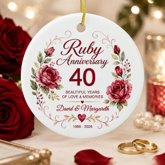 Décoration En Céramique 40e anniversaire de mariage rubis personnalisé
